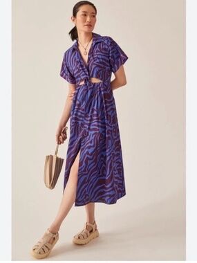 Anthropologie Twist Waist Midi Shirtdress